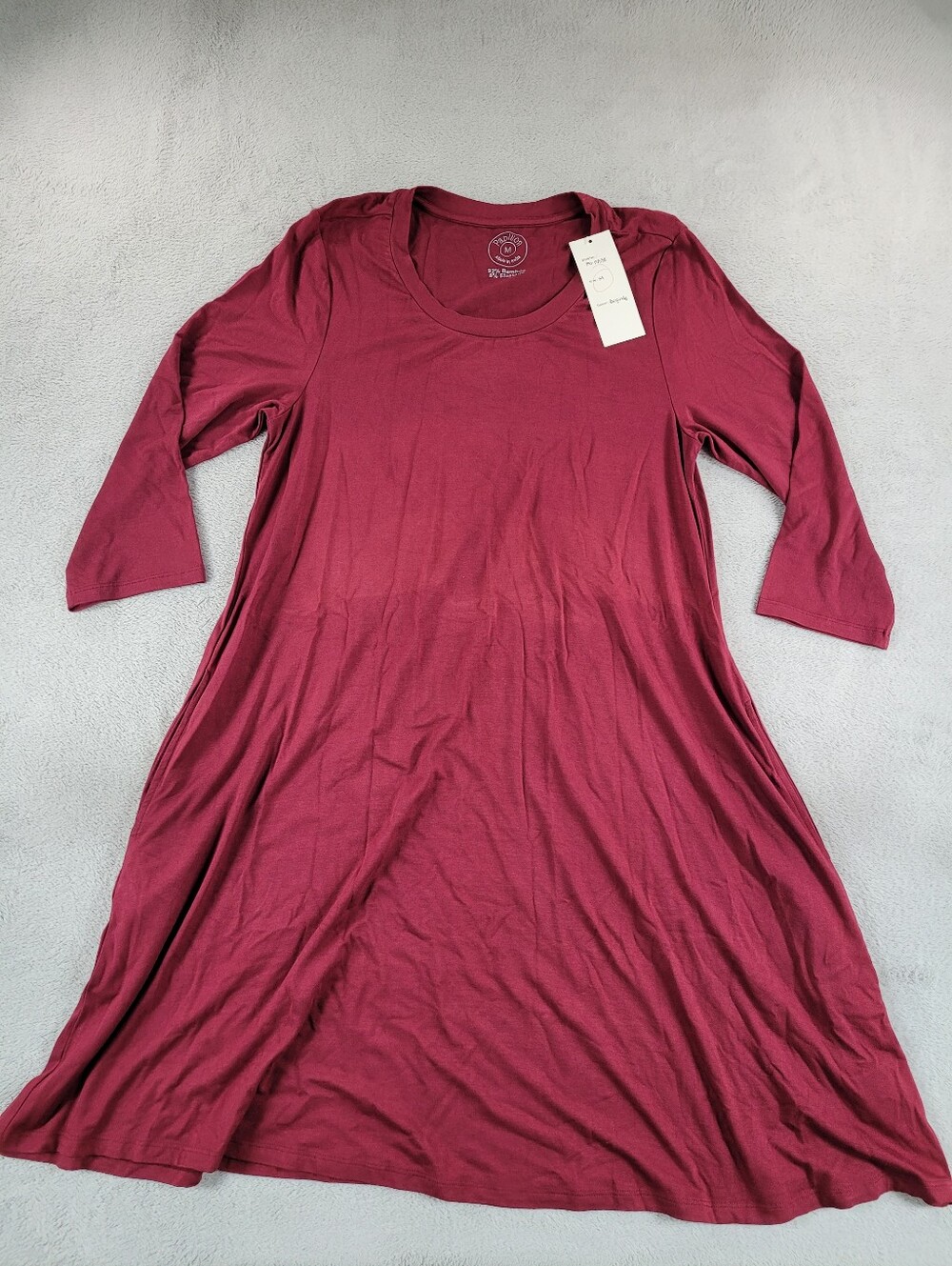 Papillon Women's Bamboo Scoop Neck A-Line Dress in Wine